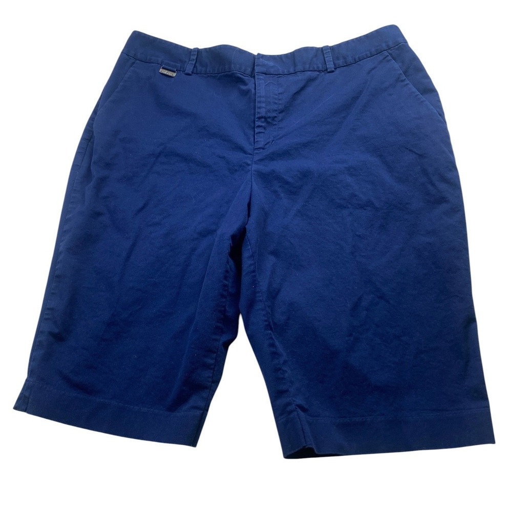 Lauren Active Ralph Lauren Navy Blue Bermuda Shorts Womens 14 Stretch Golf #299P